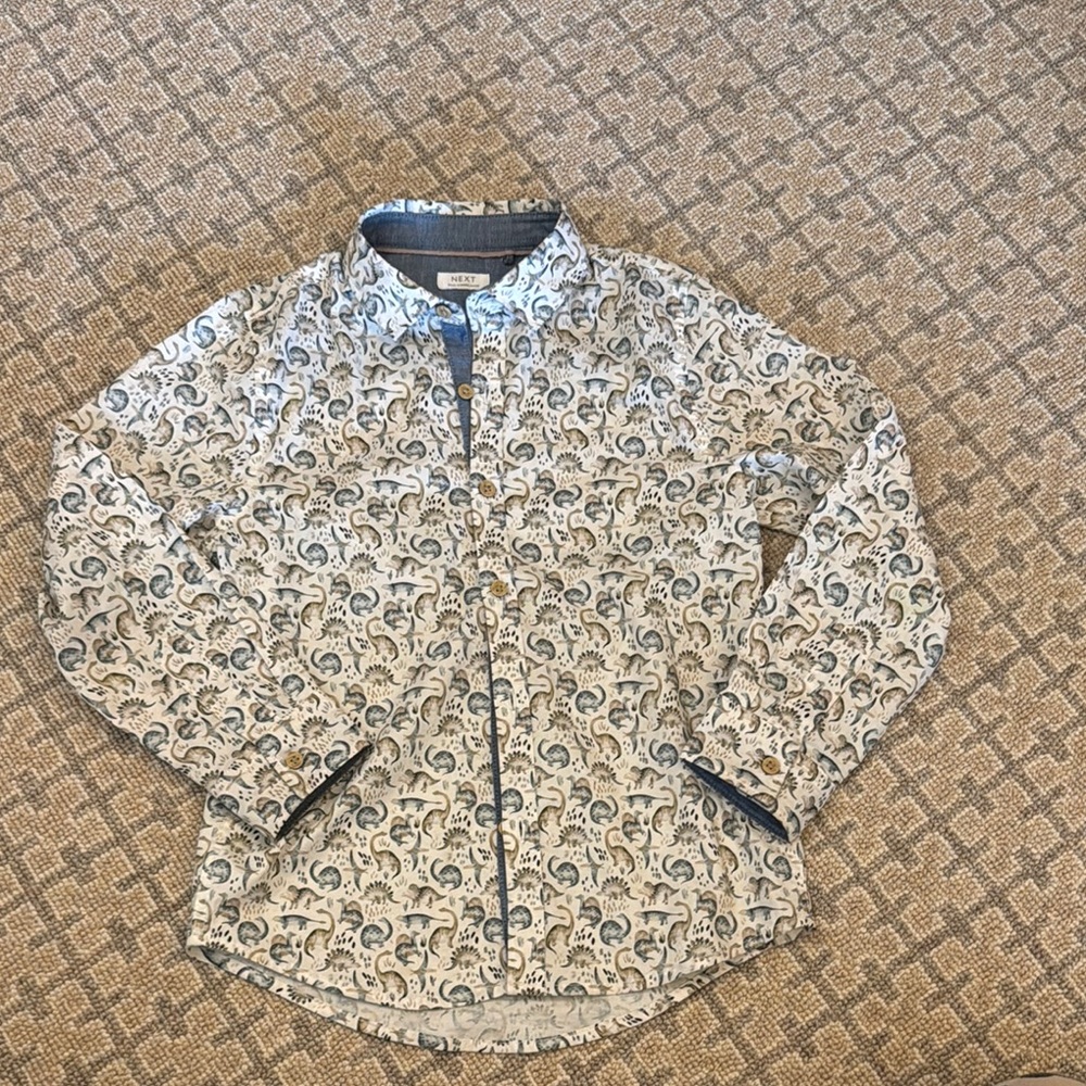 NWOT Next Button Down Dinosaur Shirt with Classic Style